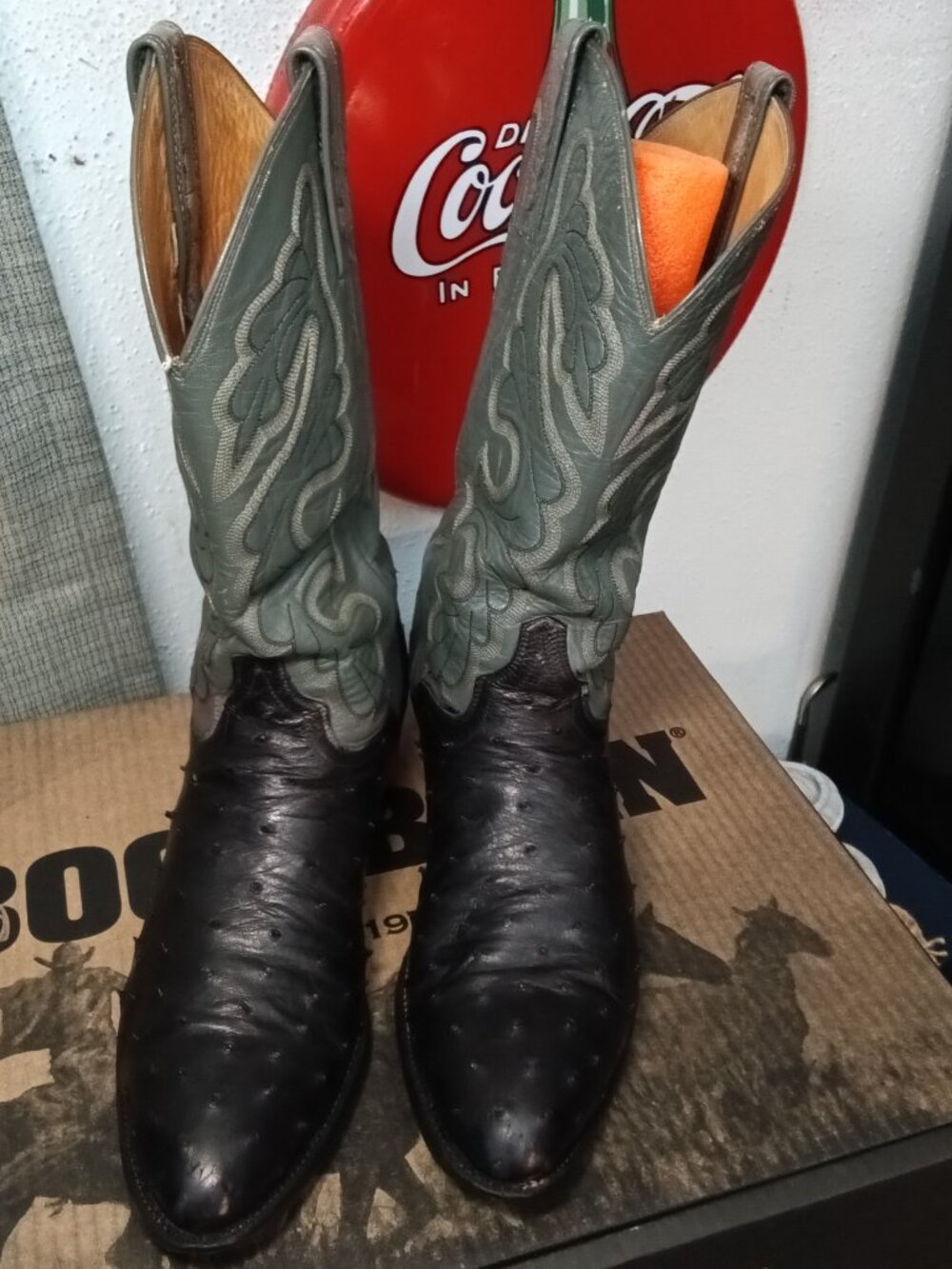 El Dorado Cowboy Boots, Full Quill Ostrich, Size 12D